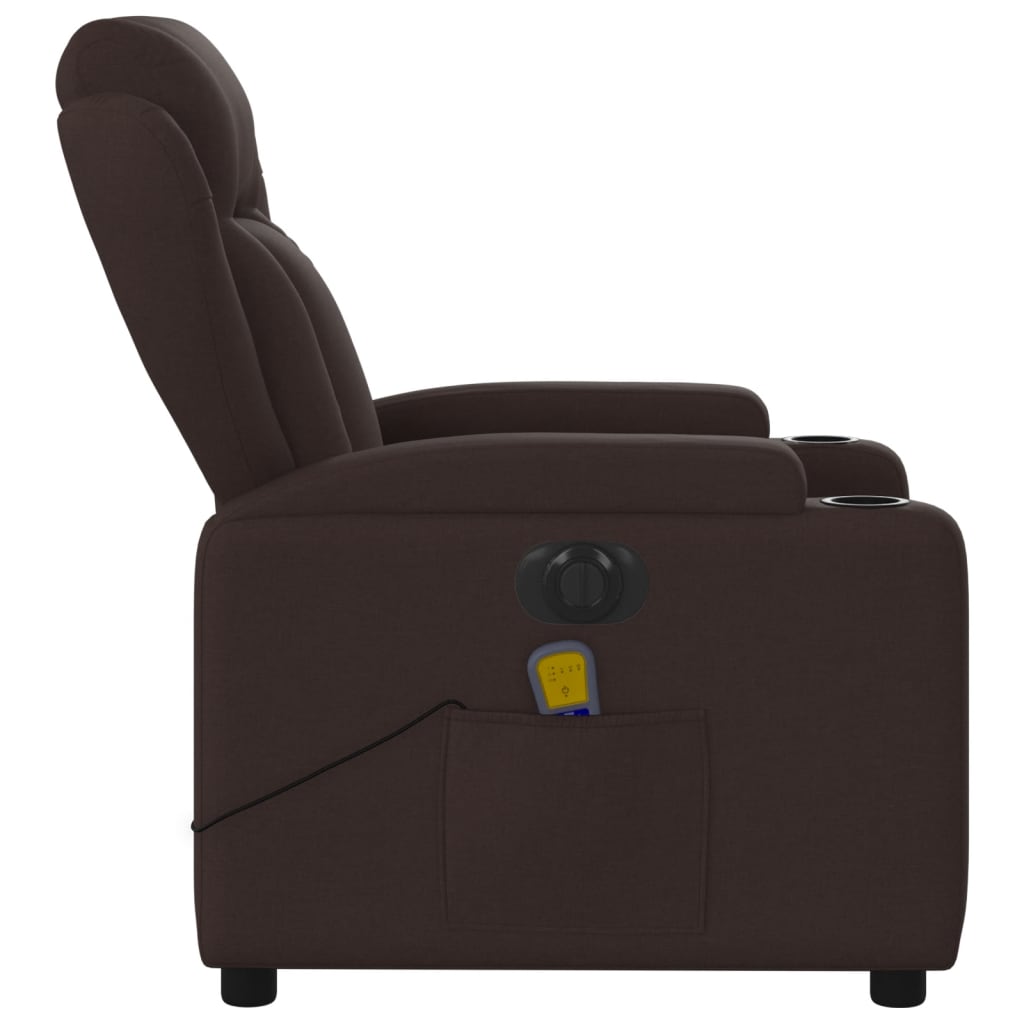 vidaXL Fauteuil de massage inclinable électrique Marron foncé Tissu