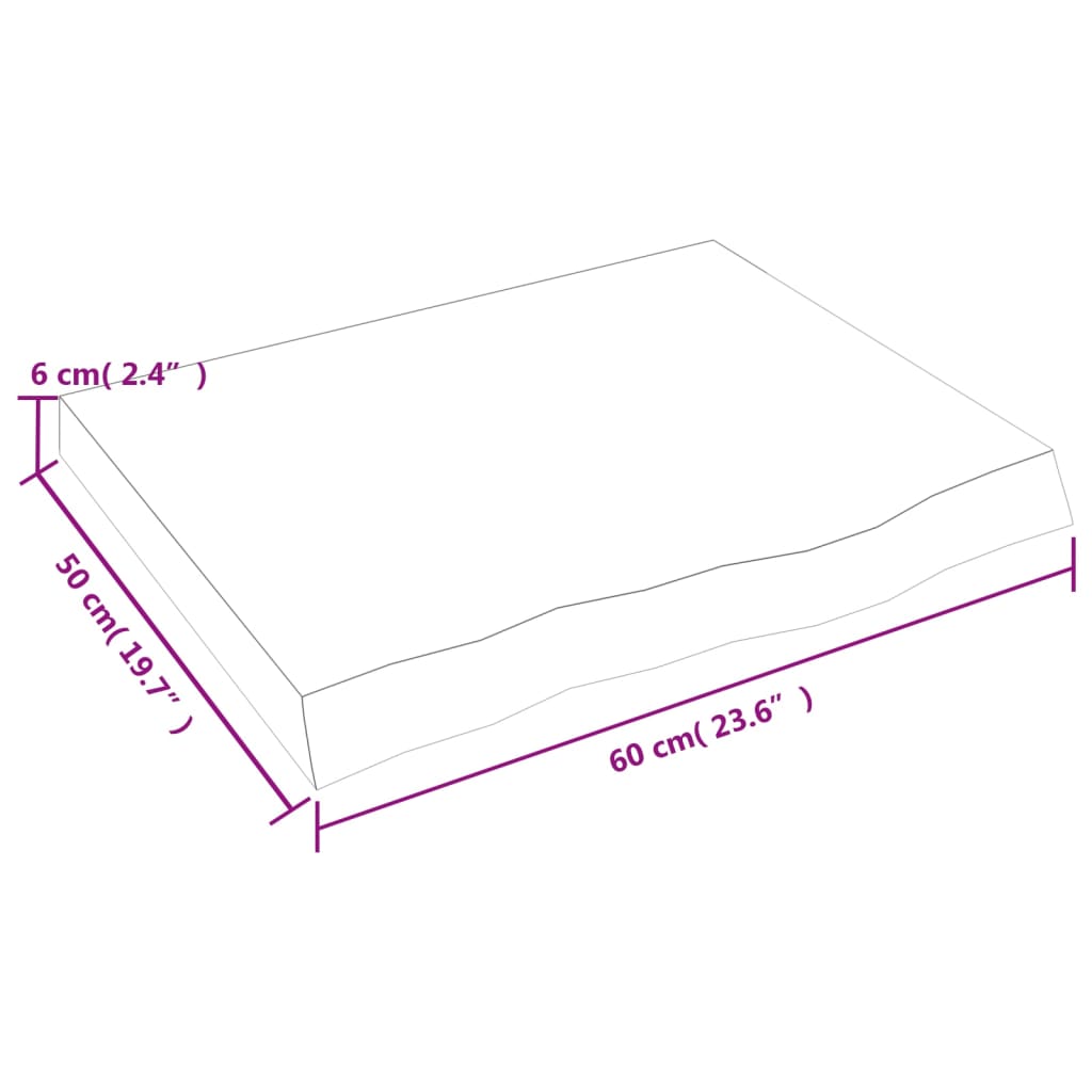 vidaXL Dessus de table 60x50x(2-6) cm bois de chêne massif non traité