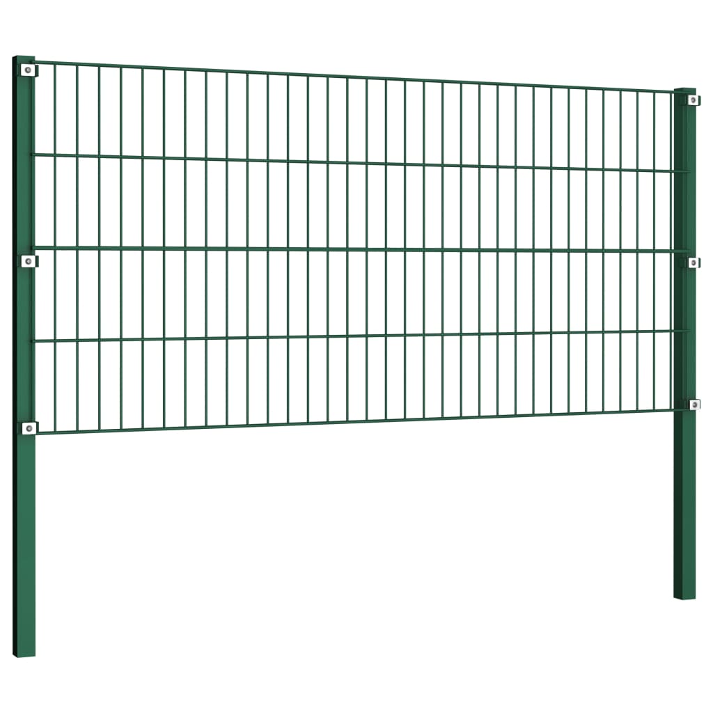 vidaXL Panneau de clôture avec poteaux Fer 3,4 x 0,8 m Vert