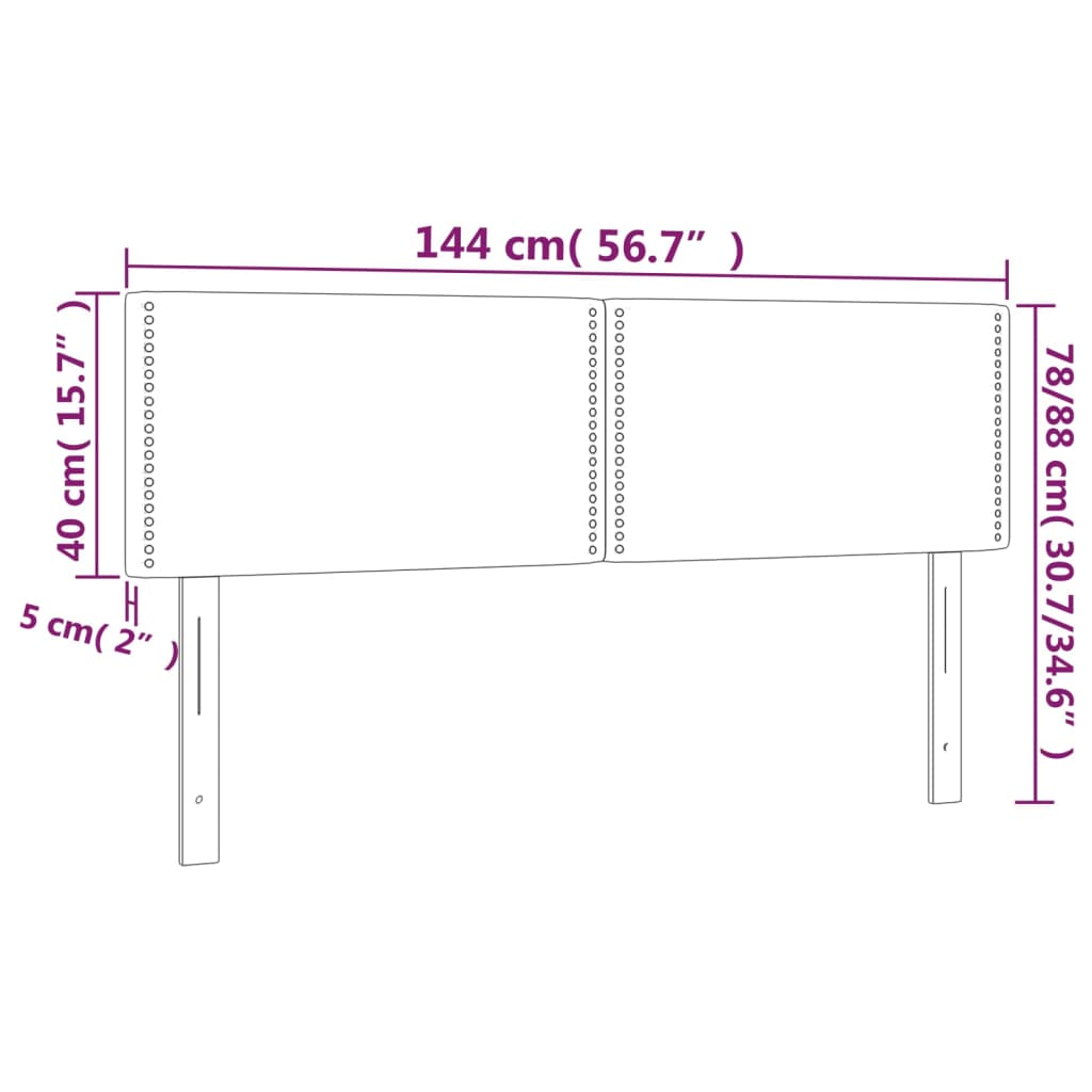 vidaXL Têtes de lit 2 pcs Noir 72x5x78/88 cm Tissu