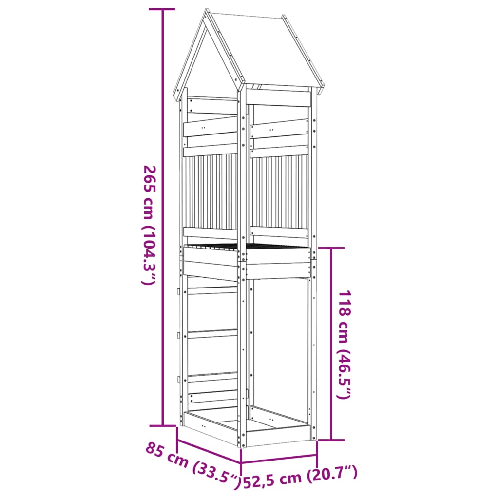 vidaXL Tour de jeu 85x52,5x265 cm bois massif douglas