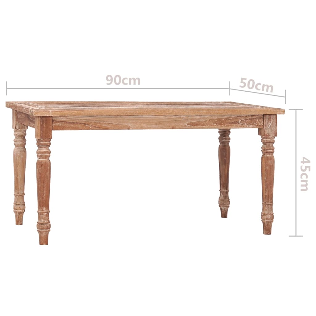 vidaXL Table basse Batavia 90x50x45 cm Blanchie Bois de teck solide