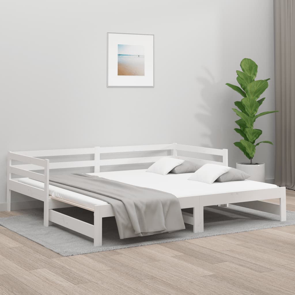 vidaXL Lit de jour avec lit gigogne blanc 80x200 cm bois de pin massif