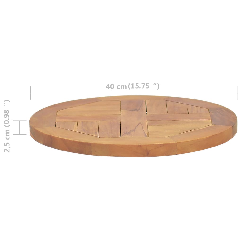 vidaXL Dessus de table Bois de teck solide Rond 2,5 cm 40 cm