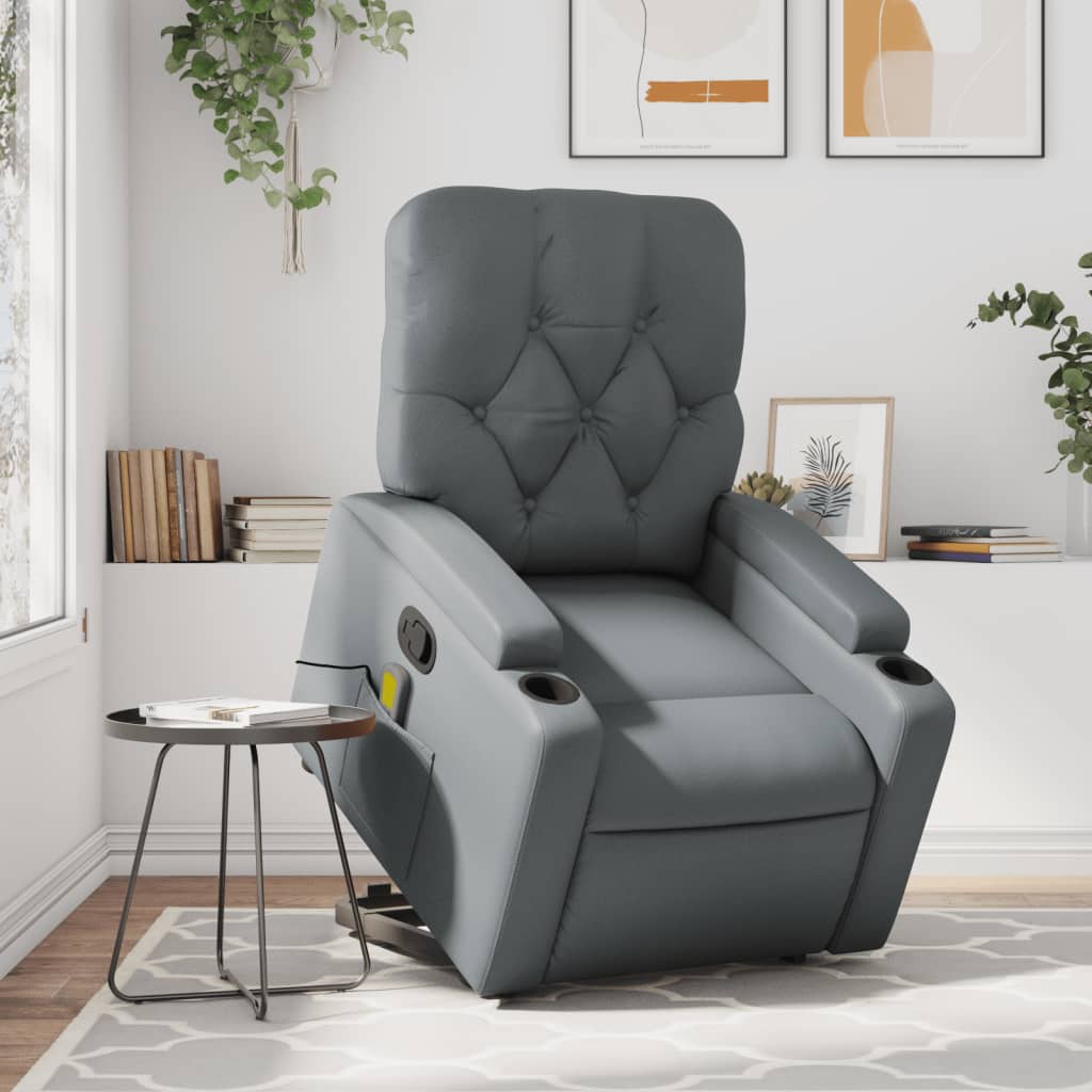 vidaXL Fauteuil inclinable de massage Gris Similicuir