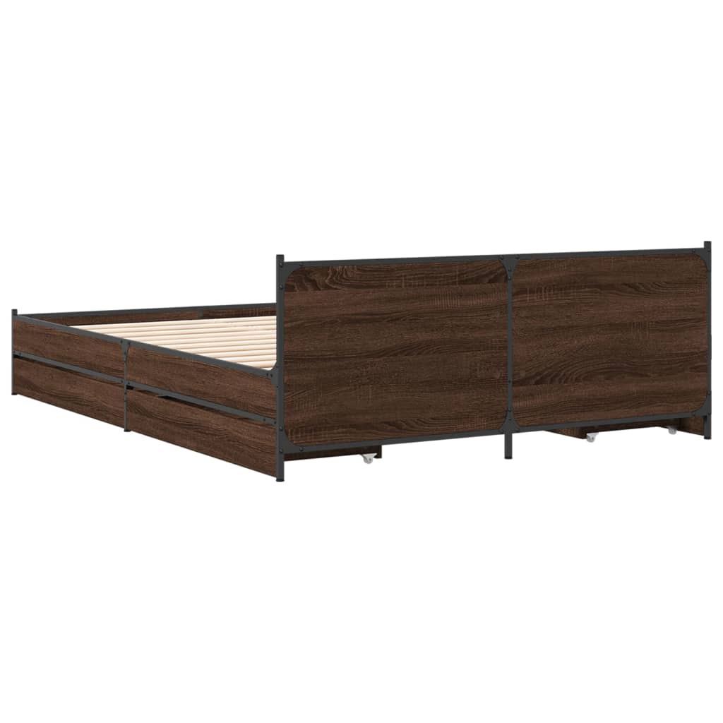 vidaXL Cadre de lit avec tiroirs sans matelas chêne marron 140x190 cm