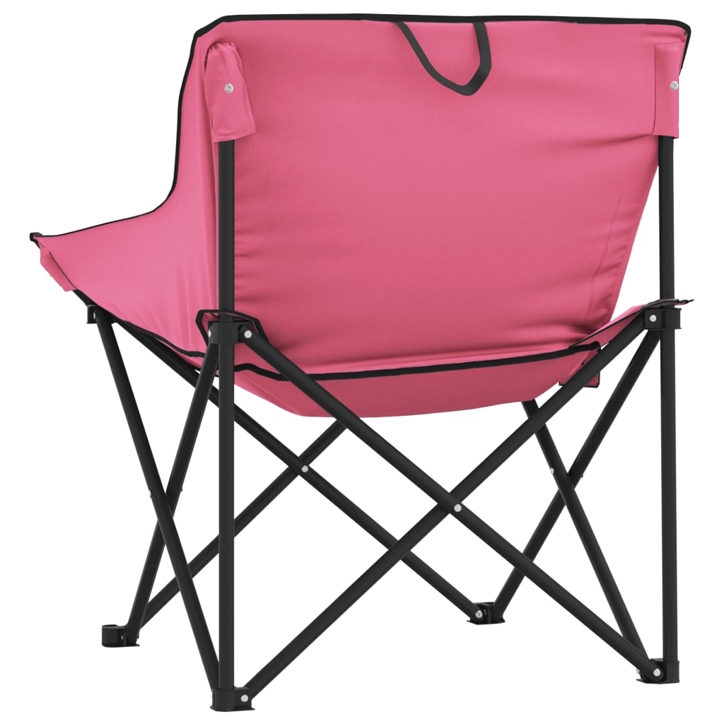 vidaXL Chaise de camping avec poche pliable lot de 2 rose