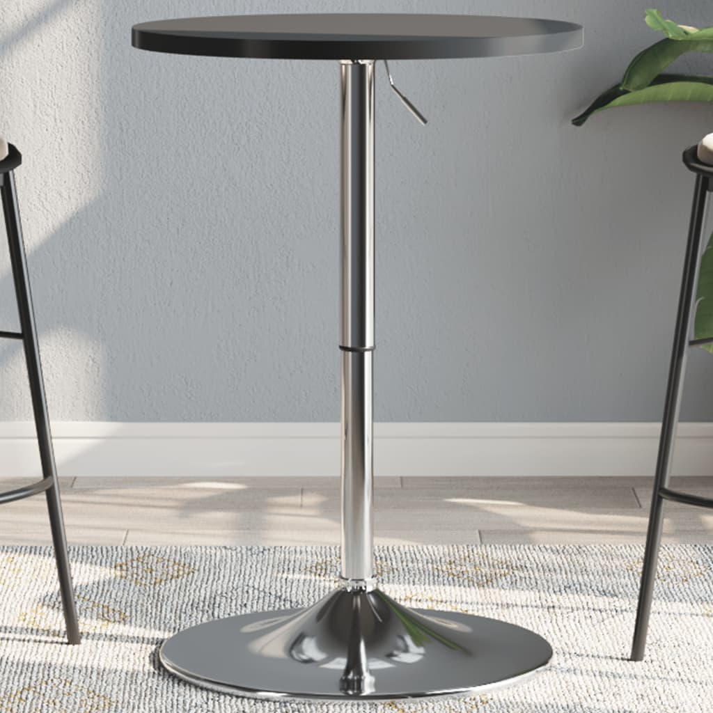 vidaXL Table de bar noir 50x50x90 cm bois d'ingénierie et acier chromé
