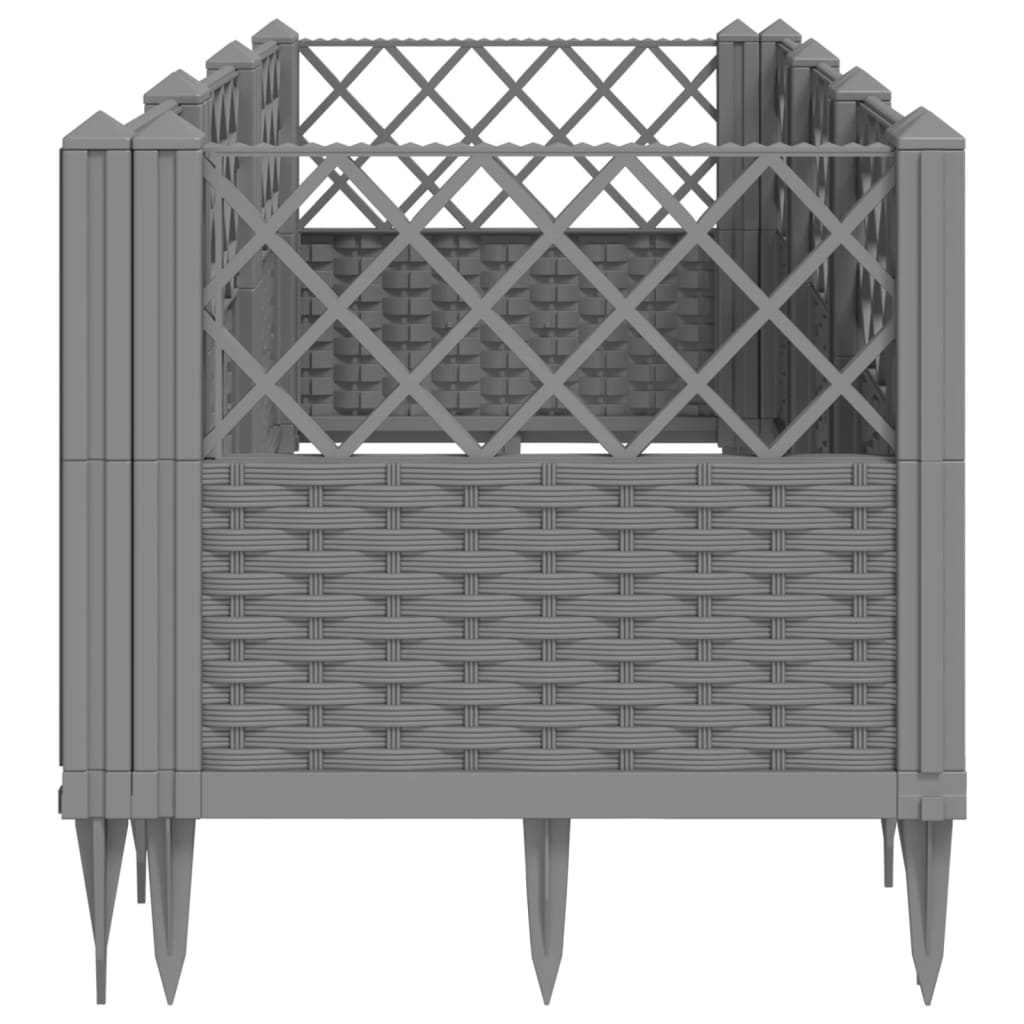 vidaXL Jardinière avec piquets gris clair 123,5x43,5x43,5 cm PP