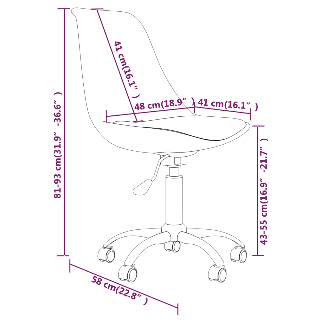 vidaXL Chaises pivotantes à manger lot de 2 Noir Tissu