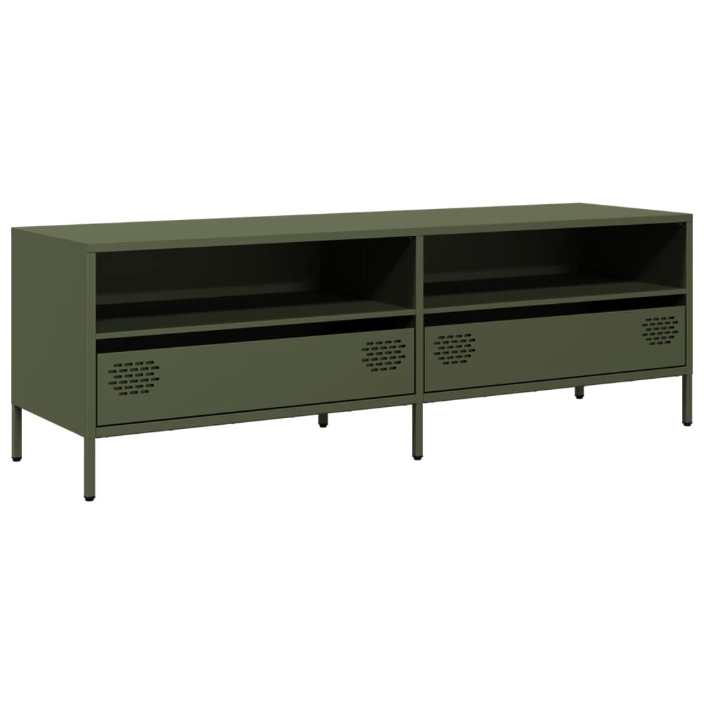 vidaXL Meuble TV vert olive 135x39x43,5 cm acier laminé à froid