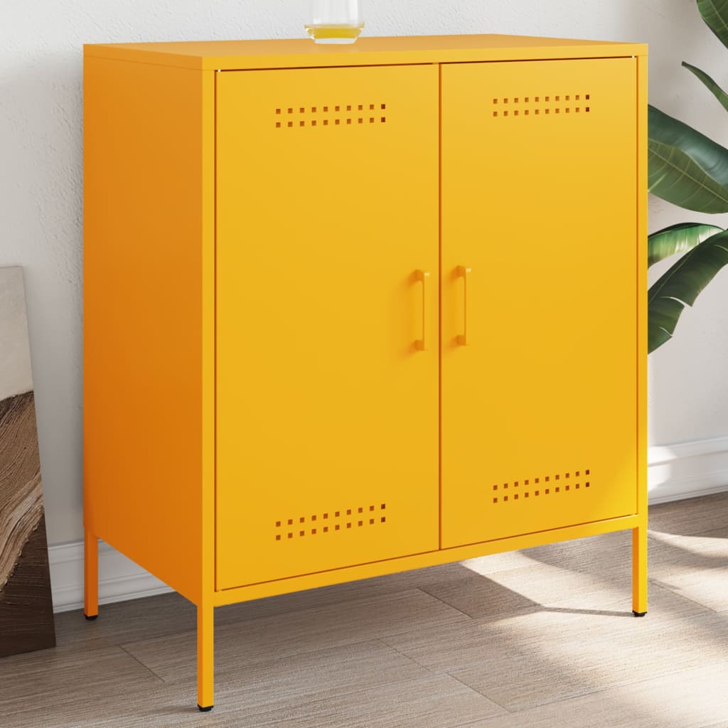 vidaXL Buffet jaune moutarde 68x39x79 cm acier