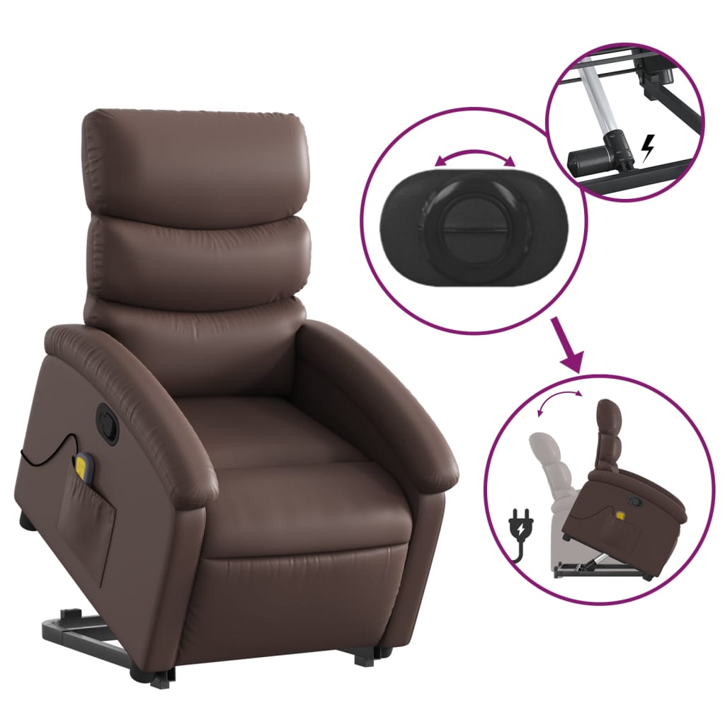 vidaXL Fauteuil inclinable de massage Marron Similicuir