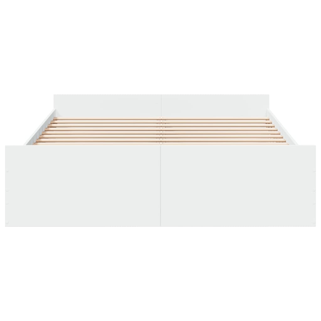 vidaXL Cadre de lit à tiroirs blanc 160x200cm bois d'ingénierie