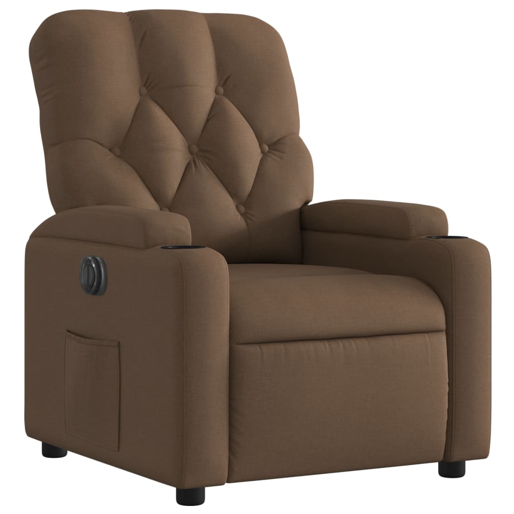 vidaXL Fauteuil inclinable électrique Marron Tissu