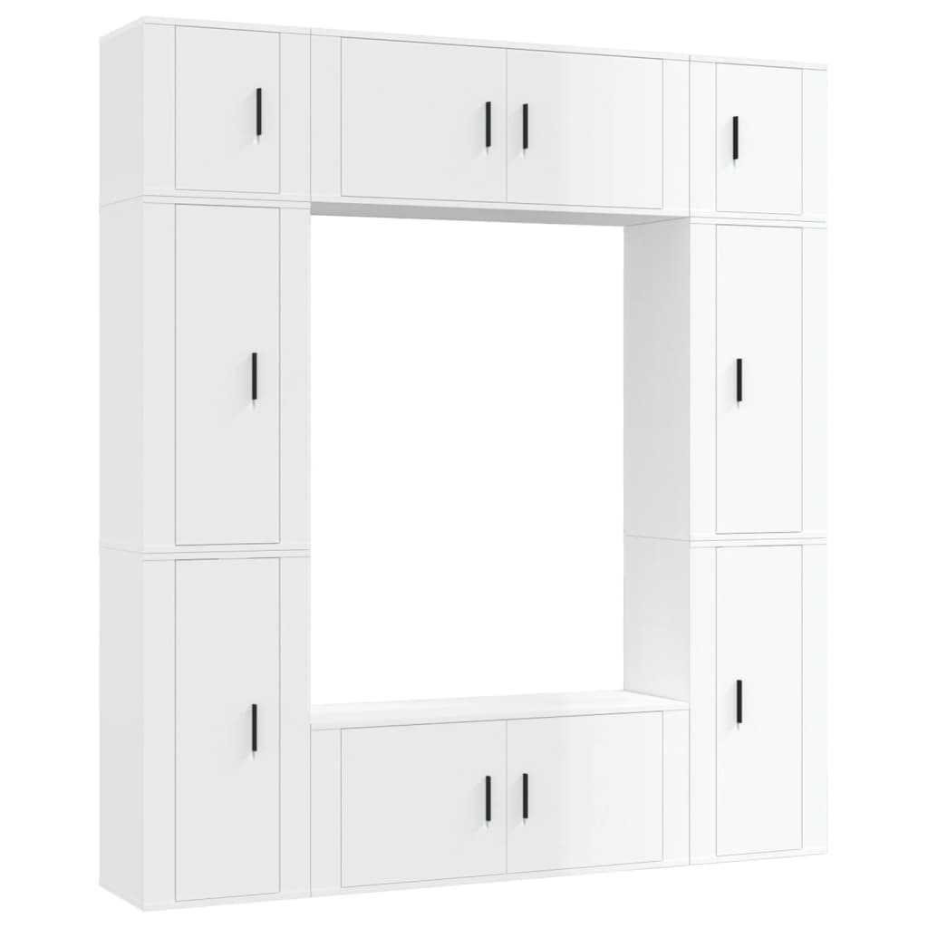 vidaXL Ensemble de meubles TV 8 pcs Blanc brillant Bois d'ingénierie