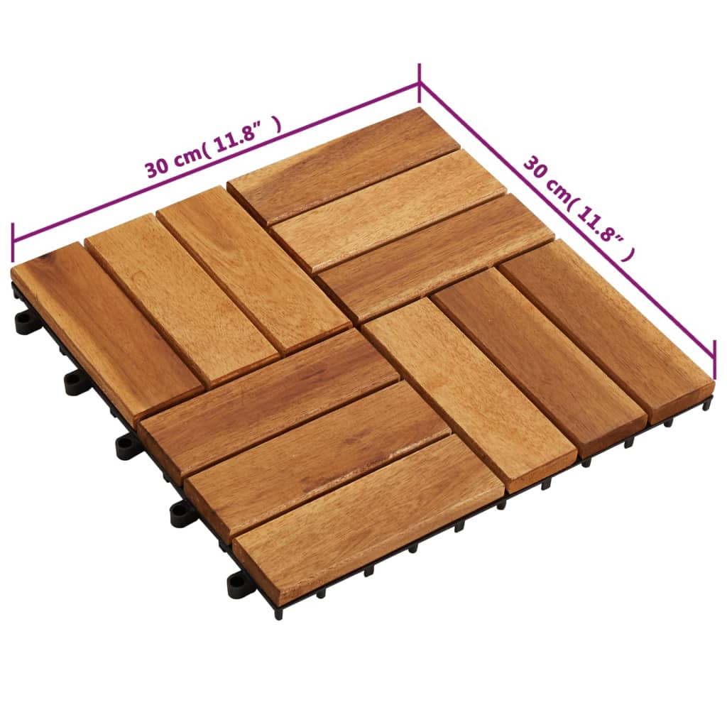 Kit tuiles de plancher en acacia 30 x 30 cm 20 pcs