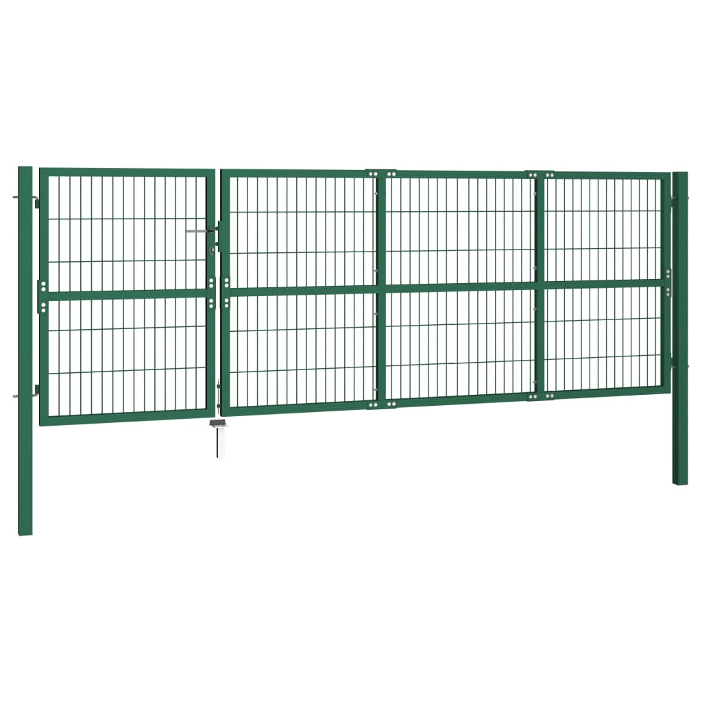 vidaXL Portail de clôture de jardin avec poteaux 350x120 cm Acier Vert