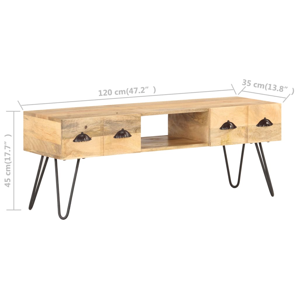 vidaXL Meuble TV 120x35x45 cm Bois solide de manguier