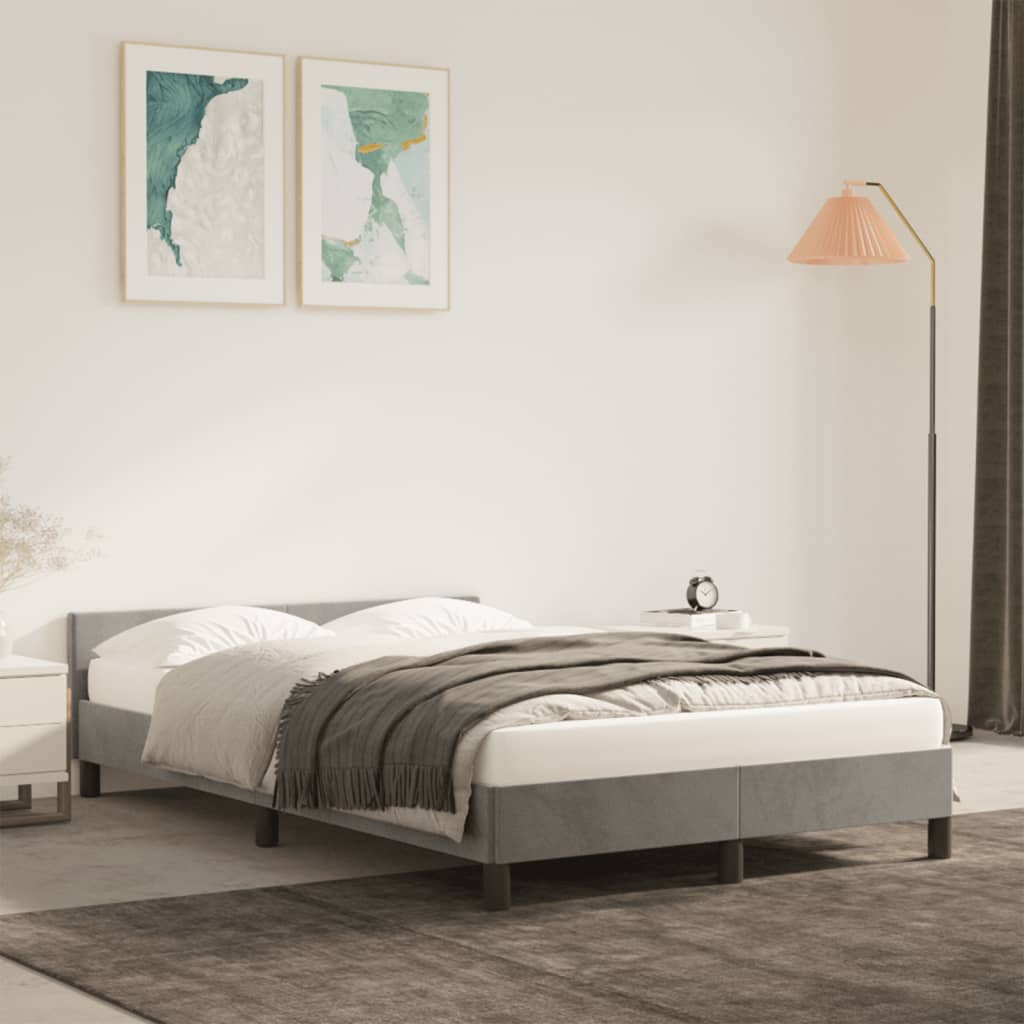 vidaXL Cadre de lit avec tête de lit gris clair 120x190 cm velours