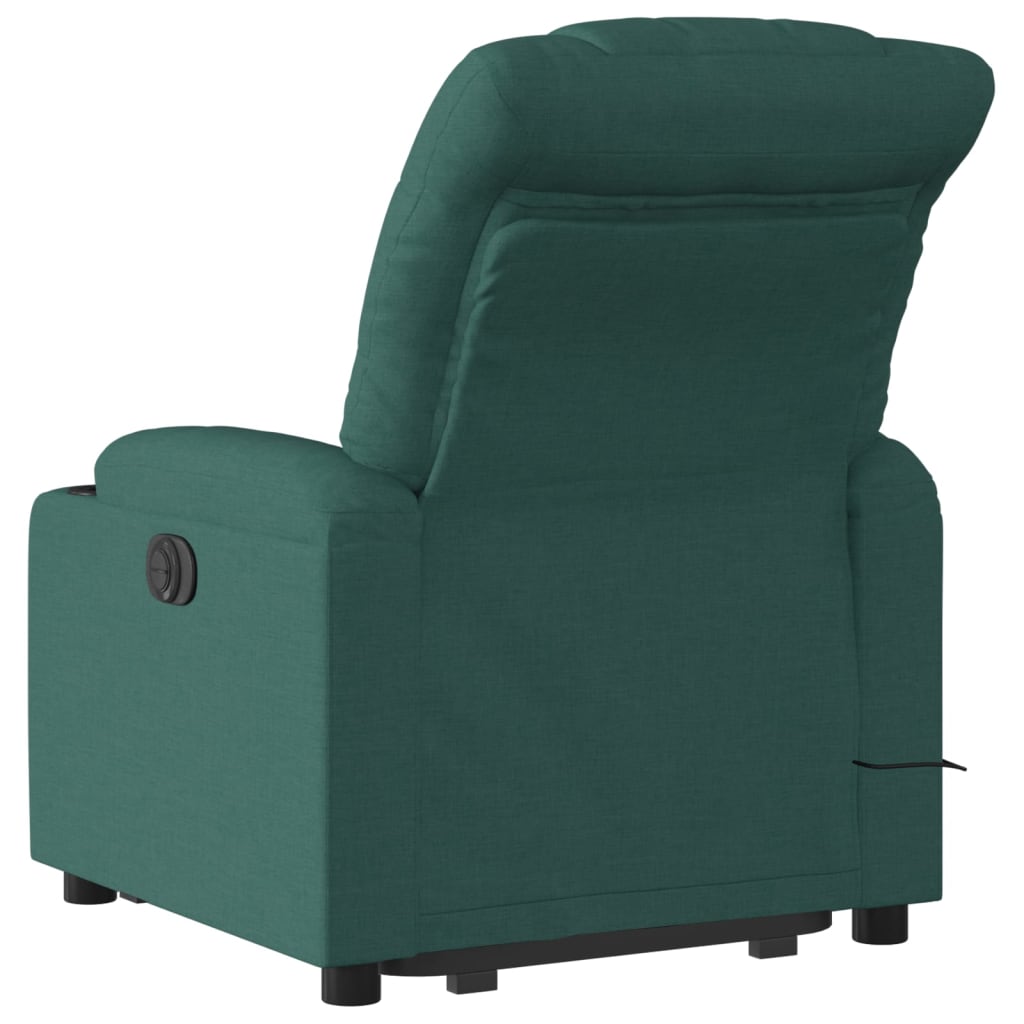 vidaXL Fauteuil inclinable de massage électrique Vert foncé Tissu