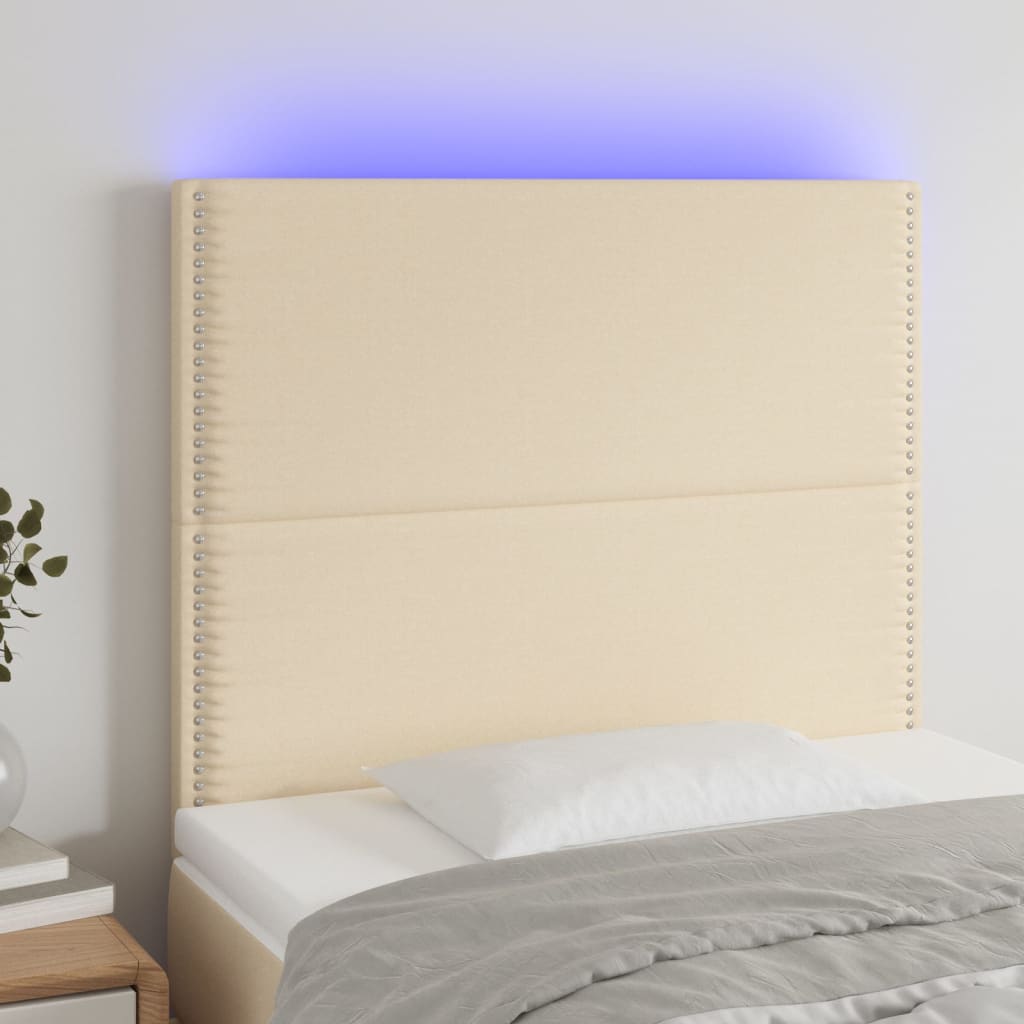 vidaXL Tête de lit à LED Crème 90x5x118/128 cm Tissu