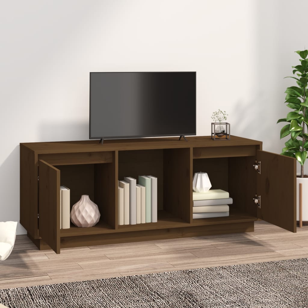 vidaXL Meuble TV Marron miel 110,5x35x44 cm Bois de pin massif