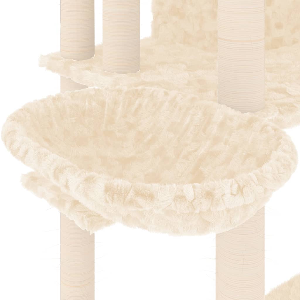 vidaXL Arbre à chat avec griffoirs en sisal Crème 191 cm