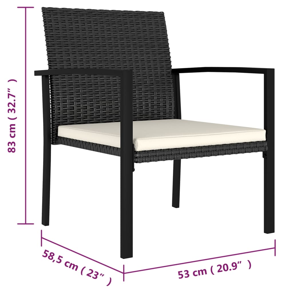 vidaXL Chaises de salle à manger de jardin 4 pcs Résine tressée Noir