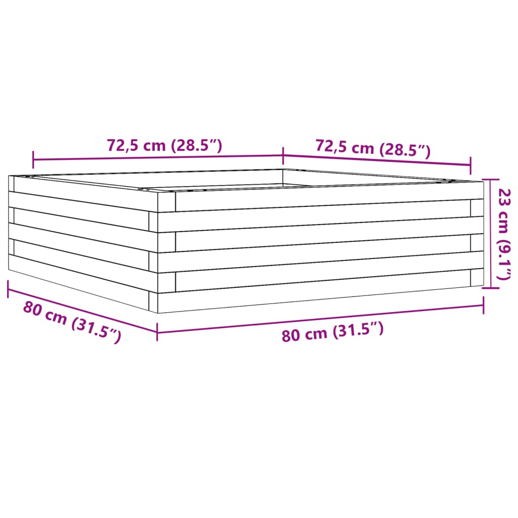 vidaXL Jardinière 80x80x23 cm bois de pin imprégné