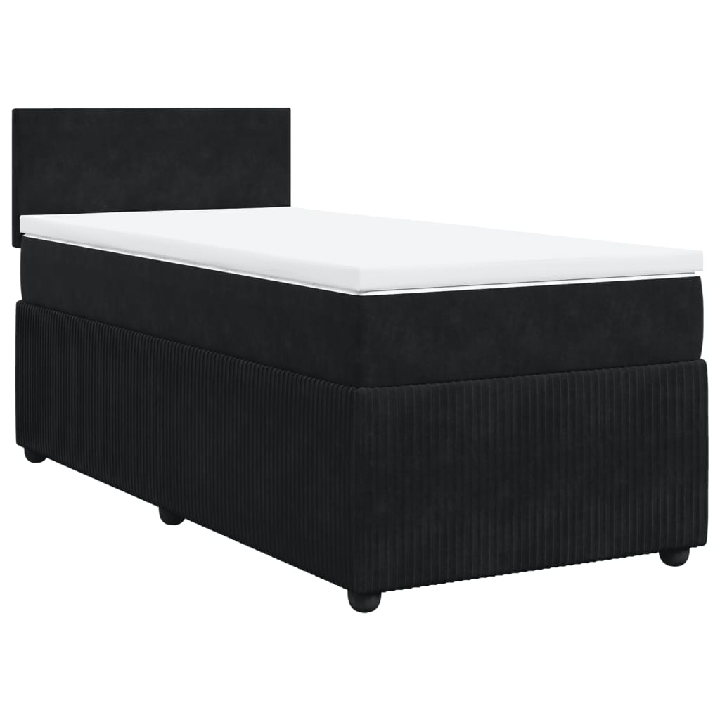 vidaXL Sommier à lattes de lit avec matelas Noir 90x190 cm Velours