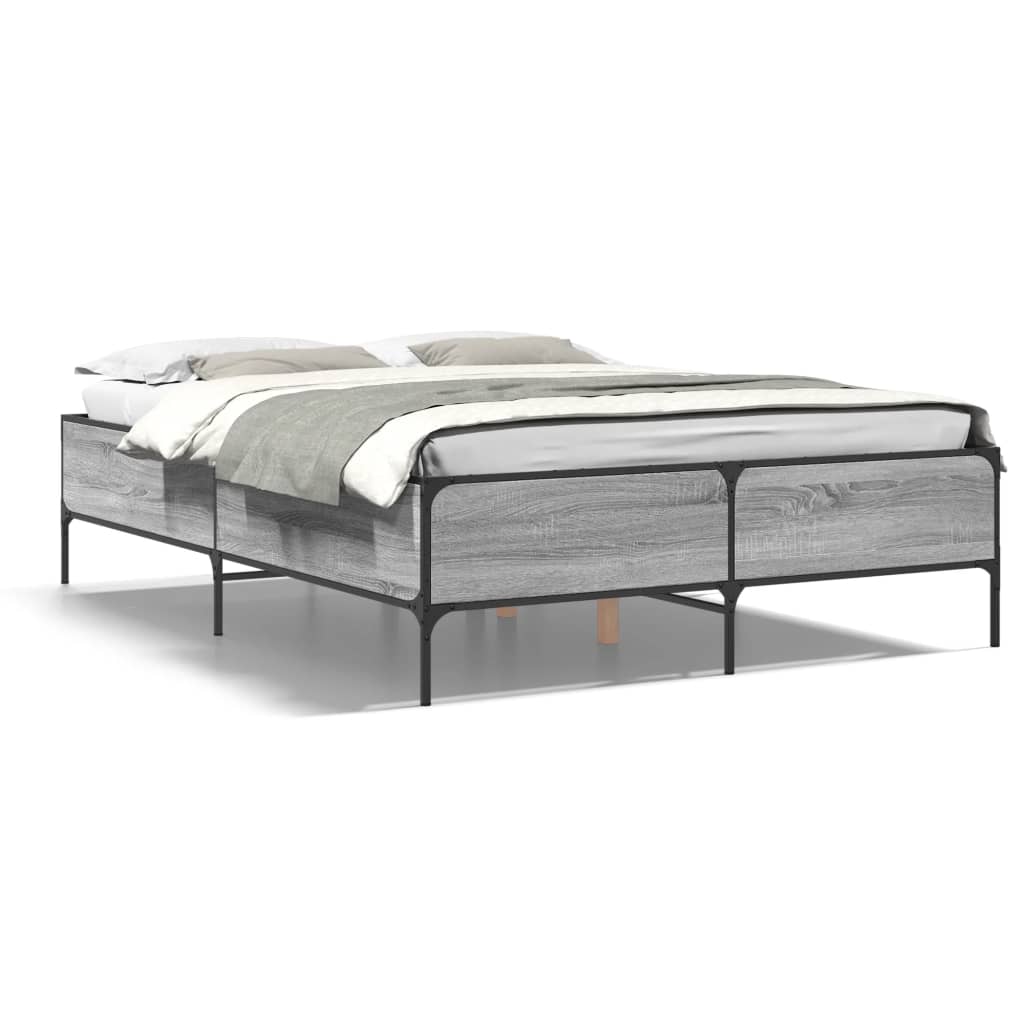 vidaXL Cadre de lit sans matelas sonoma gris 160x200 cm