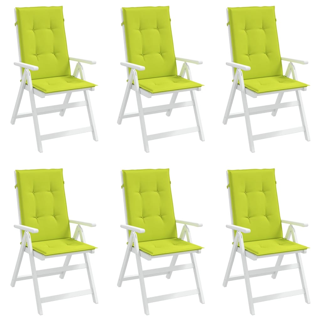 vidaXL Coussins de chaise de jardin à dossier haut lot de 6 vert vif