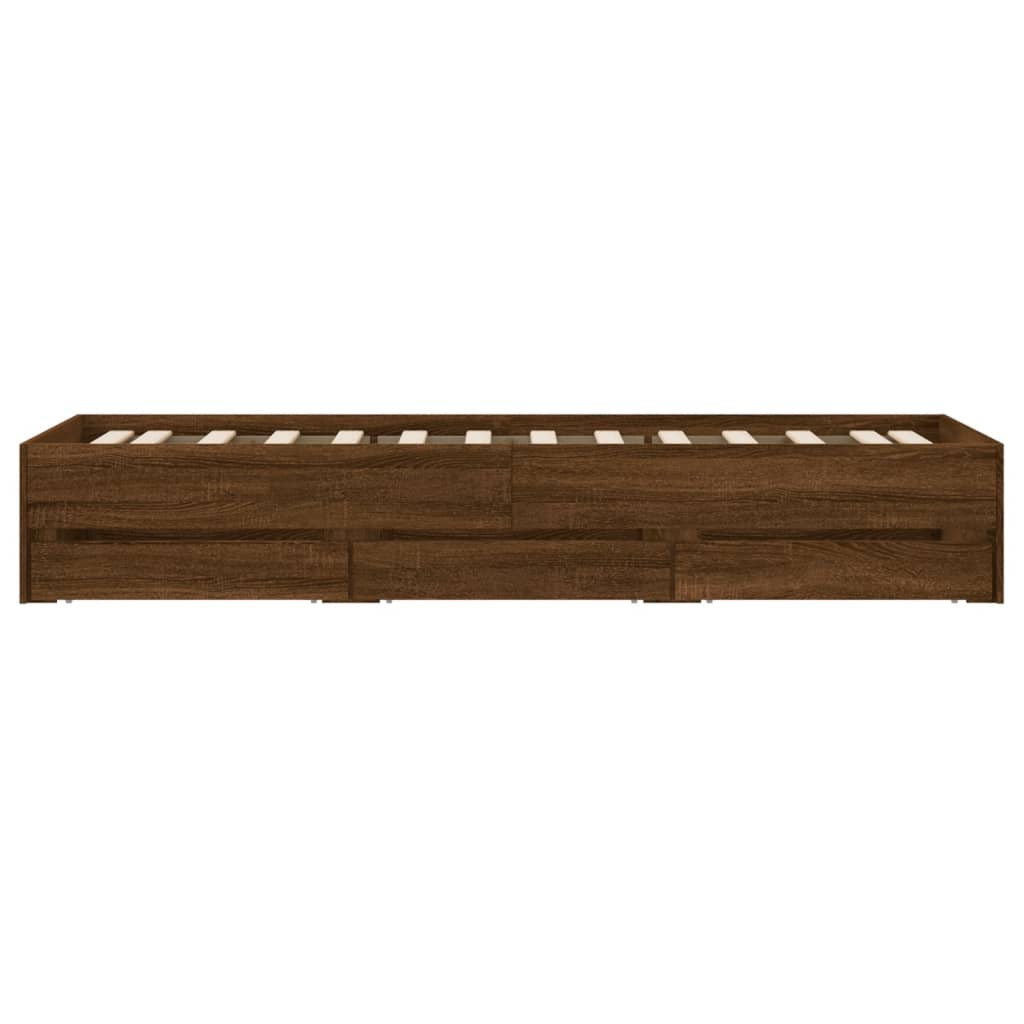 vidaXL Cadre de lit avec tiroirs sans matelas chêne marron 90x190 cm