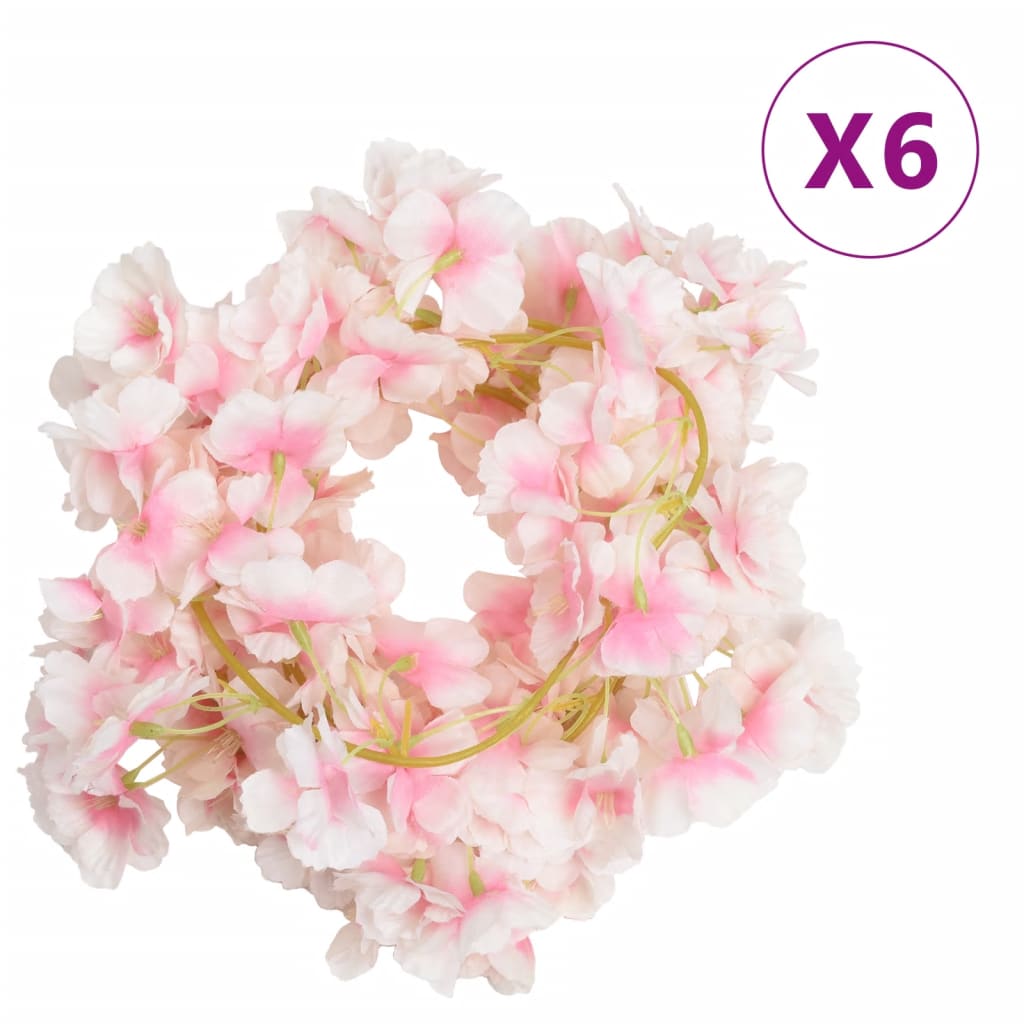 vidaXL Guirlandes de fleurs de Noël 6 pcs rose clair 180 cm