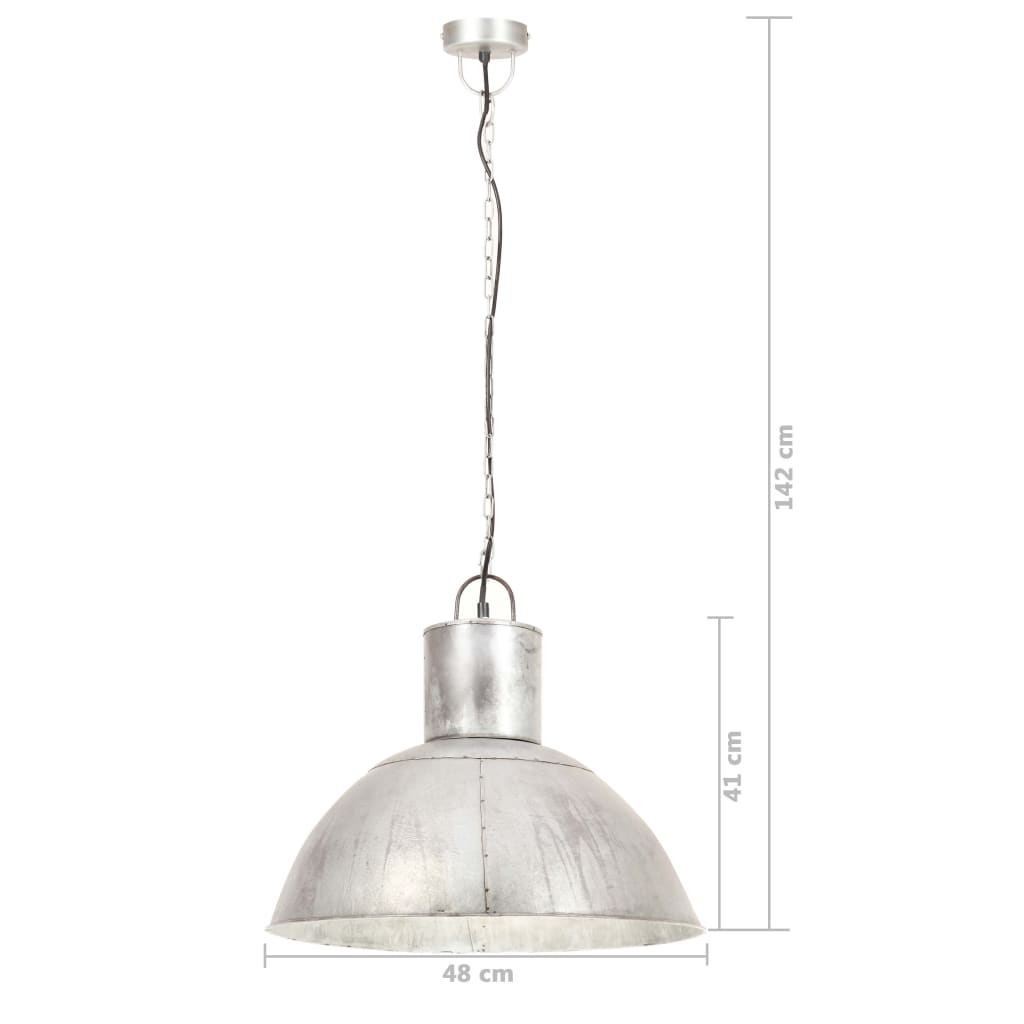 vidaXL Lampe suspendue 25 W Argenté Rond 48 cm E27
