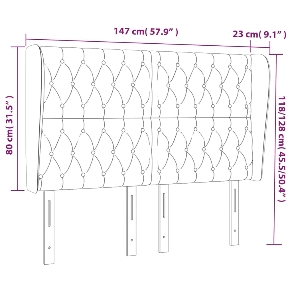 vidaXL Tête de lit avec oreilles Vert 147x23x118/128 cm Tissu