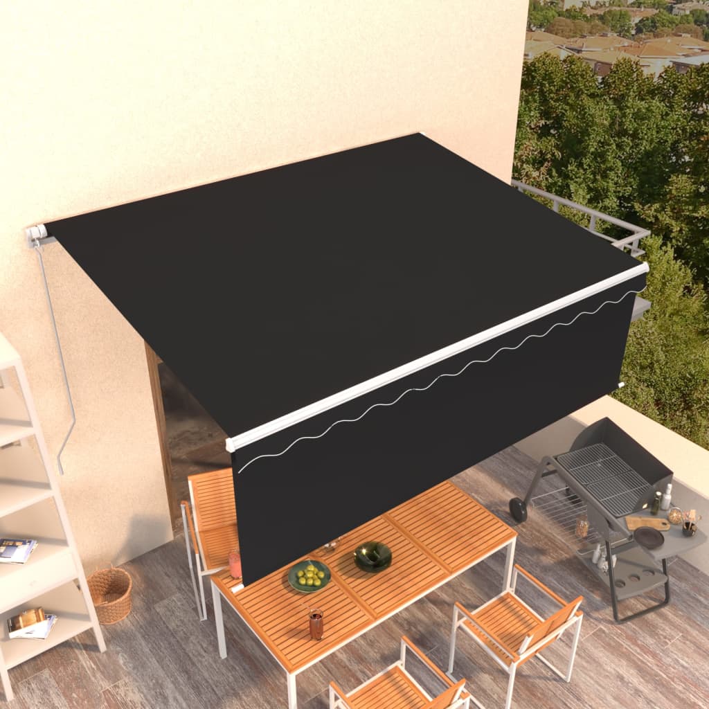 vidaXL Auvent manuel rétractable avec store 4x3 m Anthracite