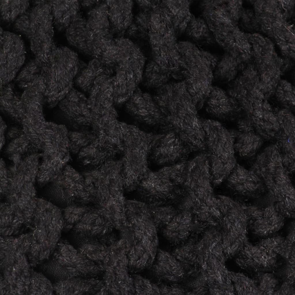 vidaXL Pouf tricoté à la main Coton 50 x 35 cm Noir