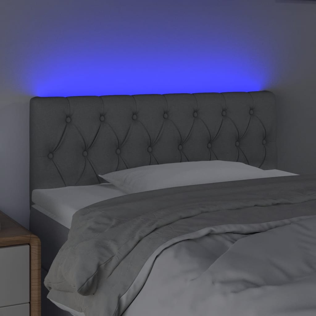 vidaXL Tête de lit à LED Gris clair 90x7x78/88 cm Tissu