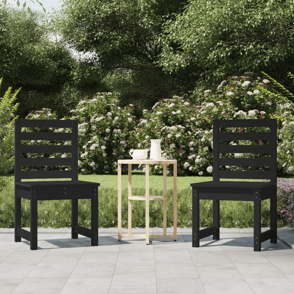 vidaXL Chaises de jardin lot de 2 noir 50x48x91,5 cm bois massif pin