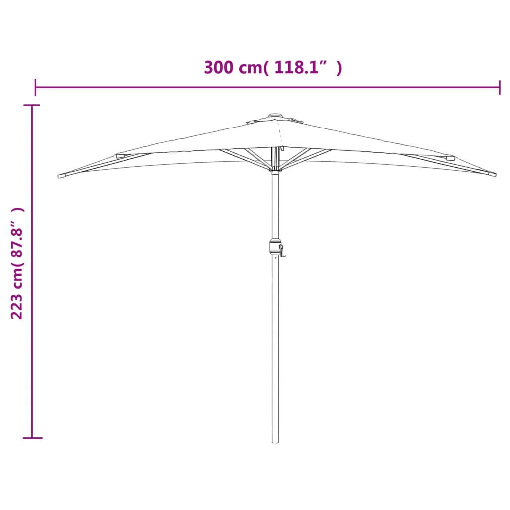 vidaXL Parasol de balcon et mât en aluminium Terre cuite 300x155x223cm
