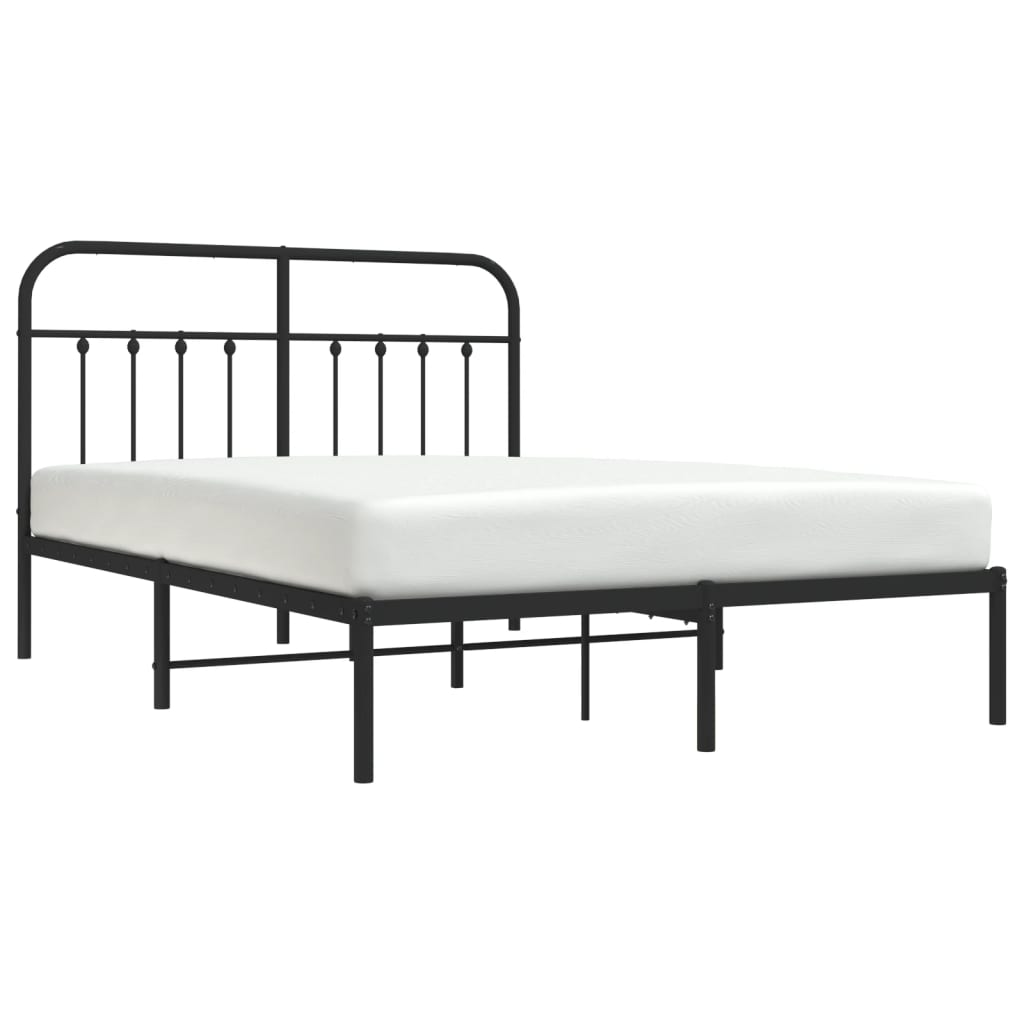 vidaXL Cadre de lit métal sans matelas avec tête de lit noir 150x200cm