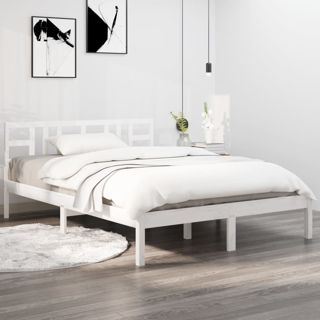 vidaXL Cadre de lit sans matelas blanc 180x200 cm bois massif