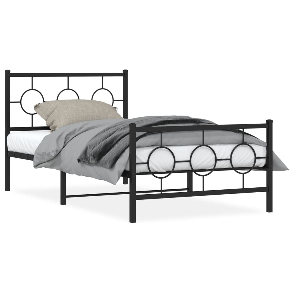 vidaXL Cadre de lit métal sans matelas et pied de lit noir 100x200 cm