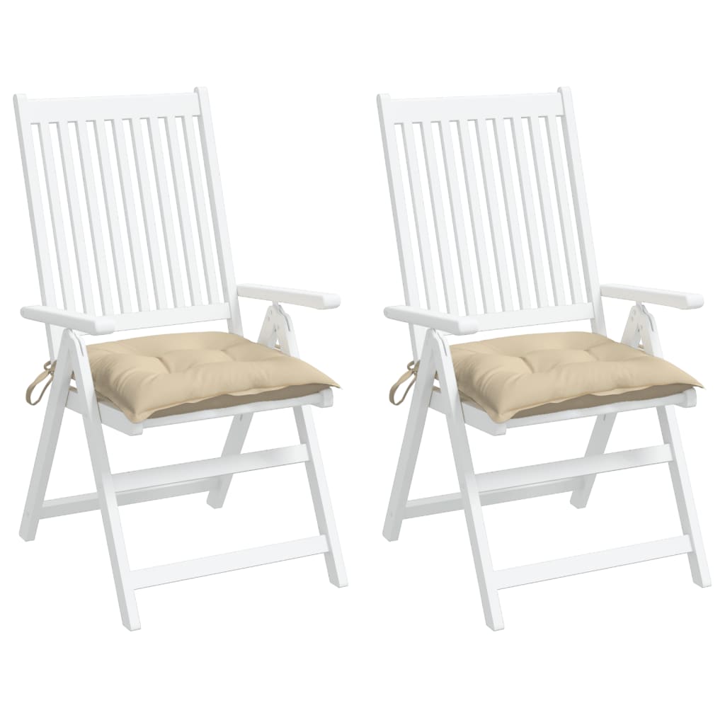 vidaXL Coussins de chaise lot de 2 beige 40x40x7 cm tissu oxford