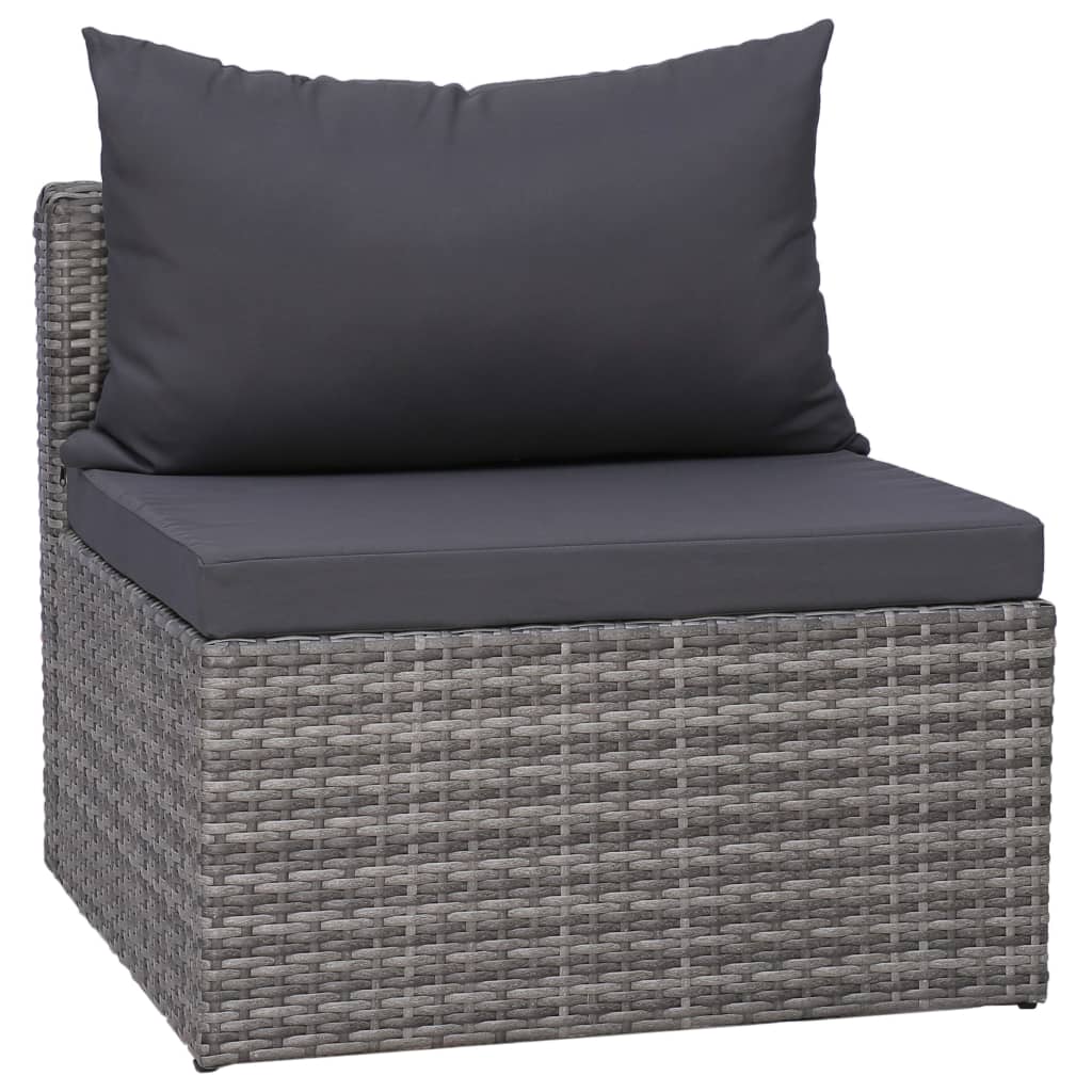 vidaXL Salon de jardin 7 pcs avec coussins Résine tressée Gris