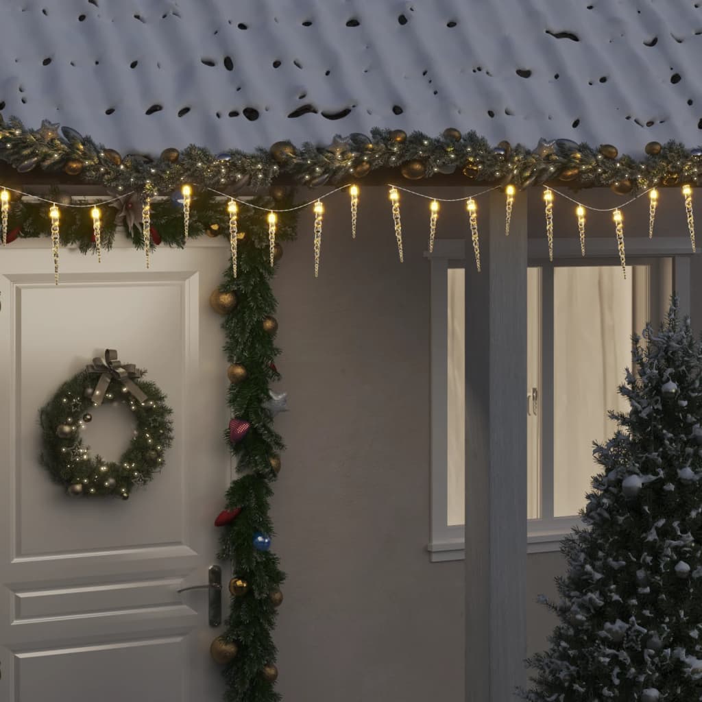 vidaXL Guirlande lumineuse à glaçons Noël 100 LED blanc acrylique PVC