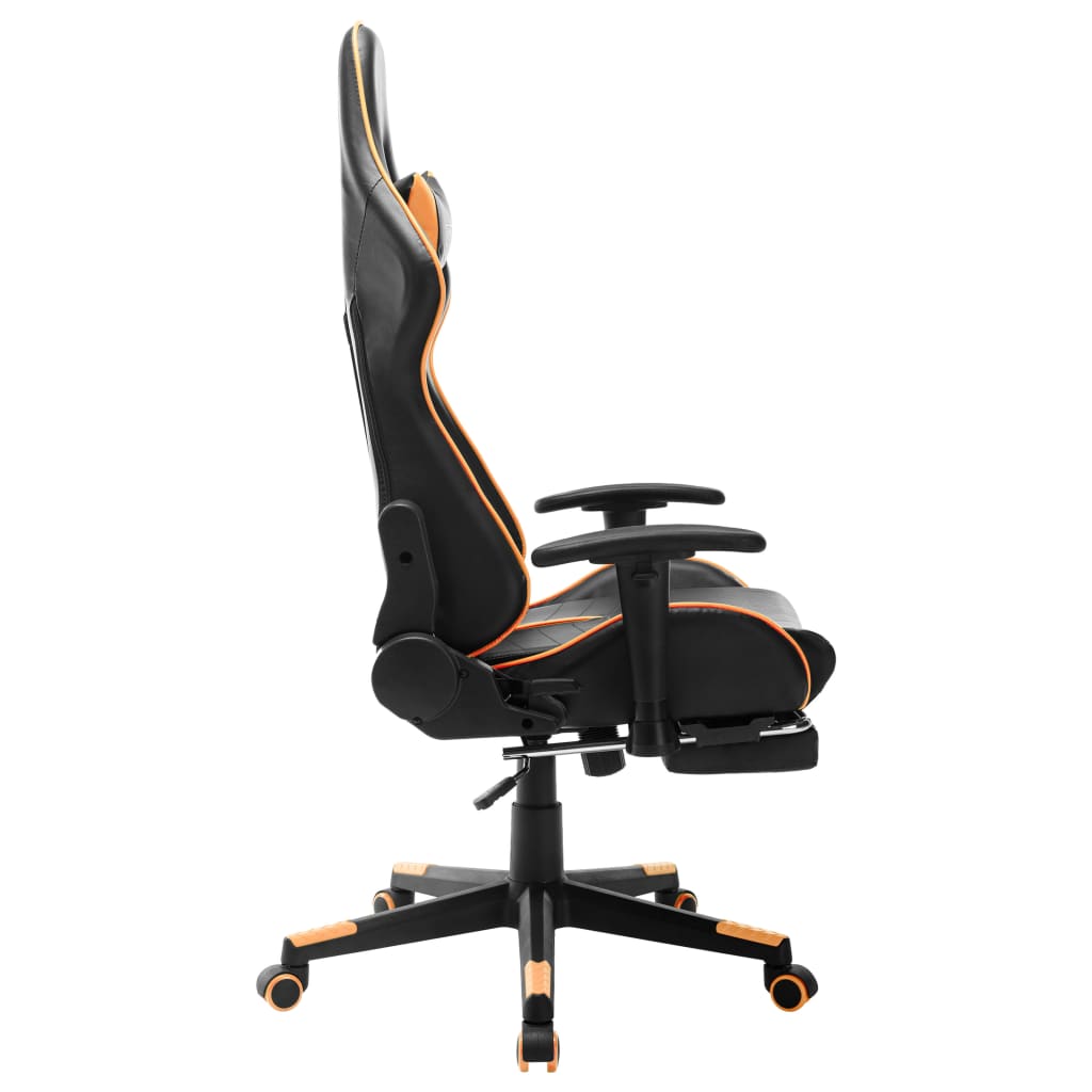 vidaXL Chaise de jeu avec repose-pied Noir et orange Cuir artificiel