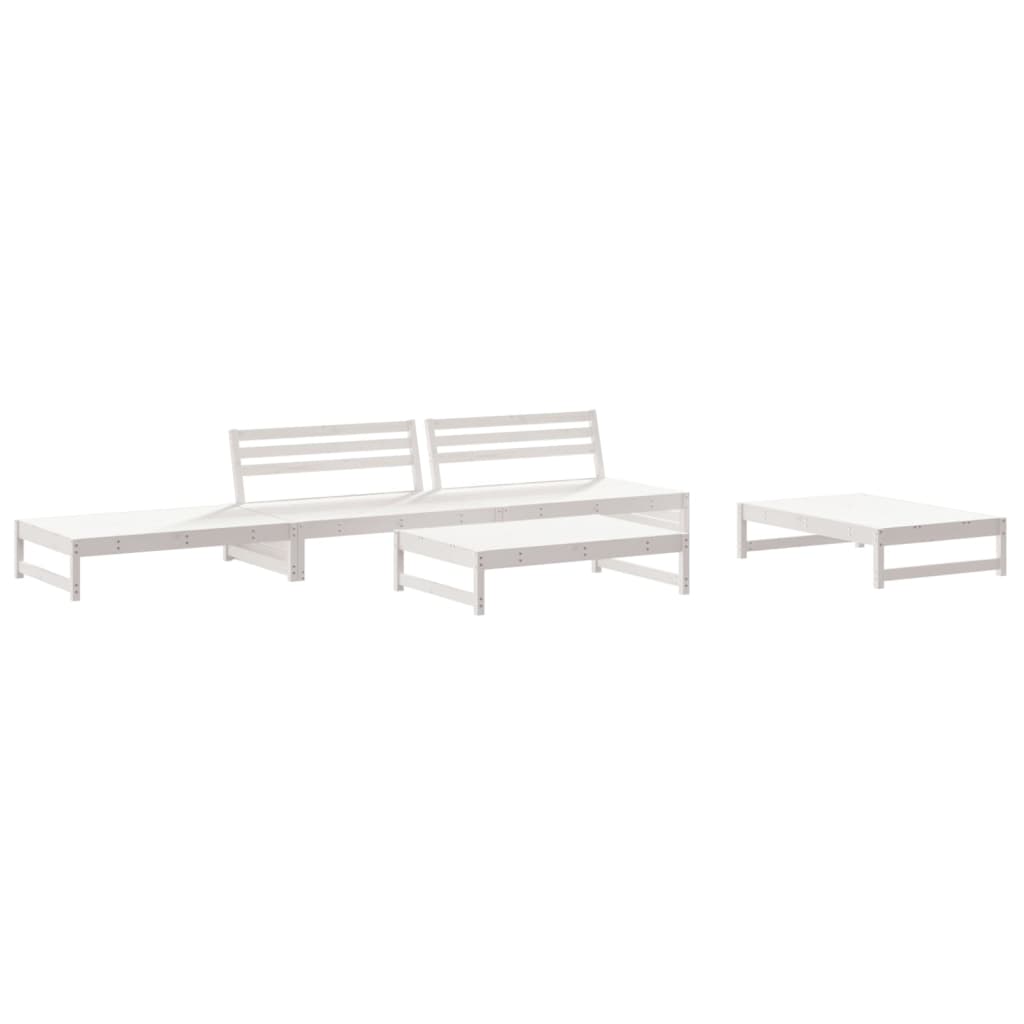 vidaXL Salon de jardin 5 pcs blanc bois massif de pin